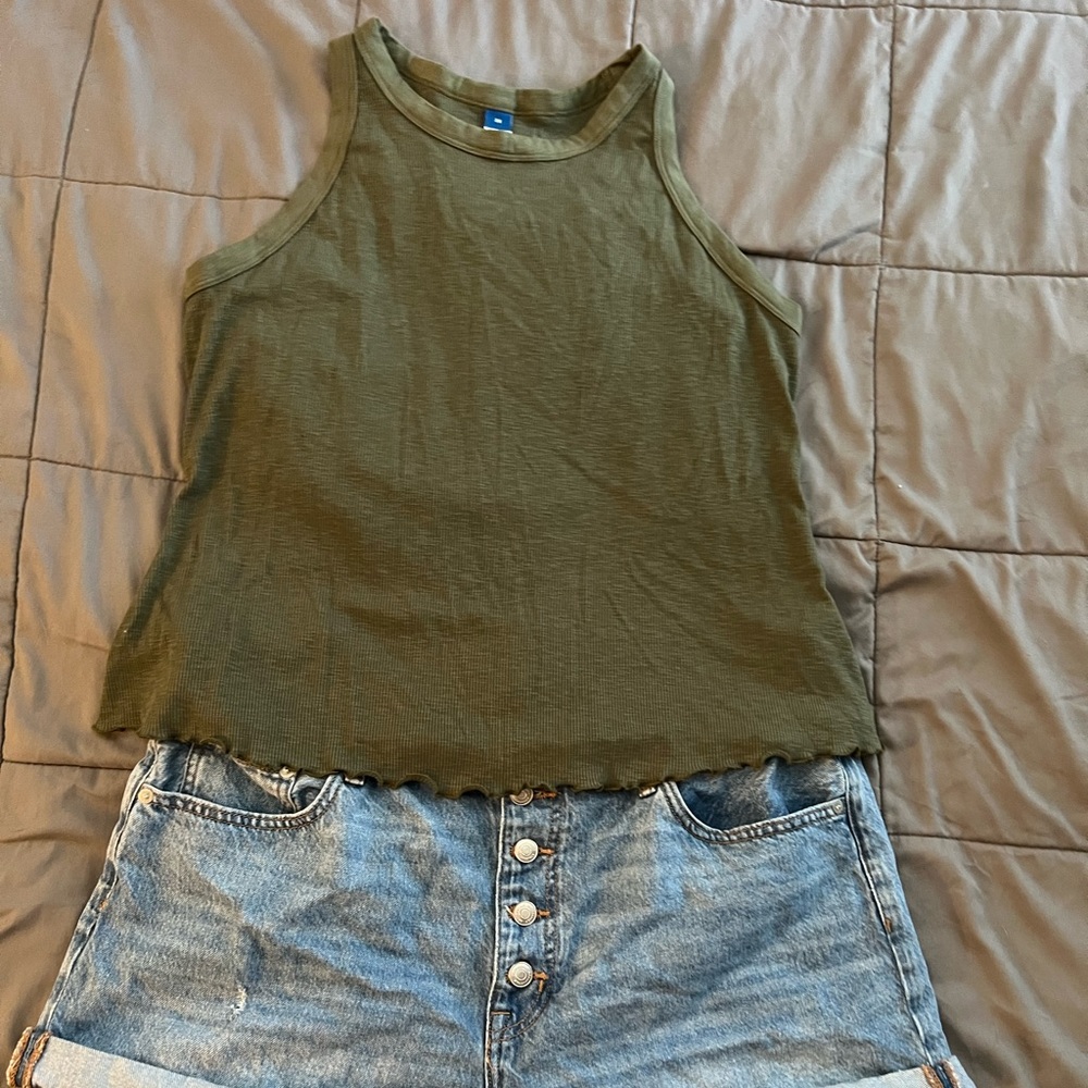 Plus Size 2X Olive Ribbed Tank